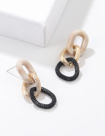 Fashion Black Acrylic Geometric Cutout Asymmetric Stud Earrings
