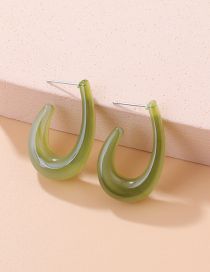 Fashion Green Resin U-shaped Earrings