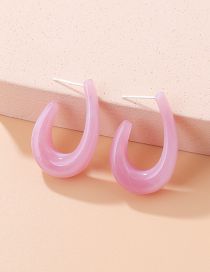 Fashion Pink Resin U-shaped Earrings