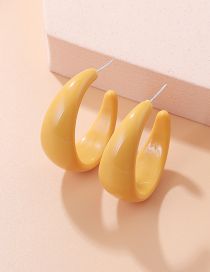 Fashion Yellow Large C-shaped Resin Earrings Resin C-shaped Earrings