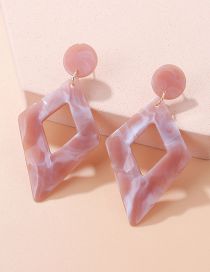 Fashion Pink Resin Cutout Diamond Stud Earrings