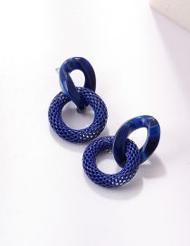 Fashion Blue Acrylic Geometric Round Stud Earrings