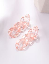 Fashion Light Pink Speckled Chain Stud Earrings