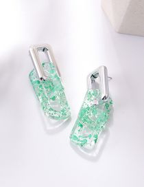 Fashion Green Acrylic Square Chain Stud Earrings