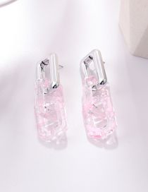 Fashion Pink Acrylic Square Chain Stud Earrings