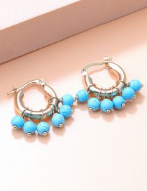 Fashion Blue Metal Geometric Pearl Earrings