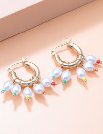 Fashion White Color Metal Geometric Pearl Earrings