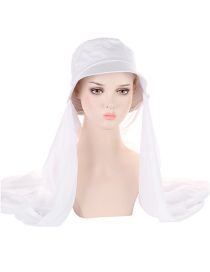 Fashion White Polyester Chiffon Scarf Bucket Hat