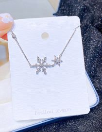 Fashion Silver Brass-inlaid Snowflake Zirconium Necklace