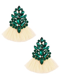 Fashion Beige Alloy Diamond Water Drop Leaf Tassel Stud Earrings
