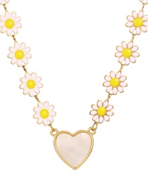 Fashion White Titanium Steel Drop Oil Flower Love Shell Pendant Necklace