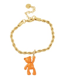 Fashion Orange Copper Drop Oil Bear Pendant Twist Bracelet