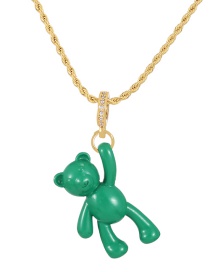 Fashion Green Copper Drop Oil Bear Pendant Twist Necklace