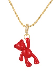 Fashion Red Copper Drop Oil Bear Pendant Twist Necklace