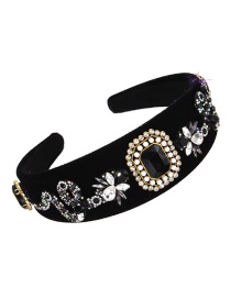 Fashion Black Fabric Alloy Diamond Serpentine Headband (4cm)