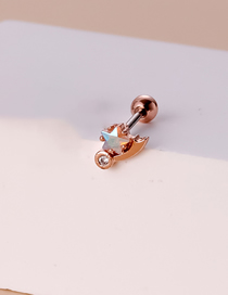 Fashion Rose Gold 2# Titanium Steel Inlaid Zirconium Thin Rod Double-ended Piercing Earrings