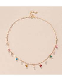 Fashion Gold Alloy Diamond Drip Oil Love Necklace