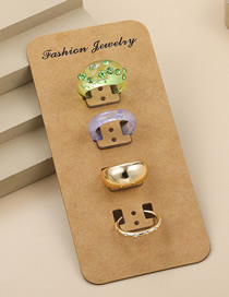 Fashion Color Acrylic Diamond Geometric Ring Set