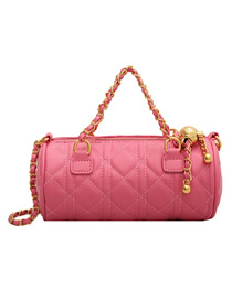 Fashion Rose Red Pu Rhombus Large Capacity Messenger Bag
