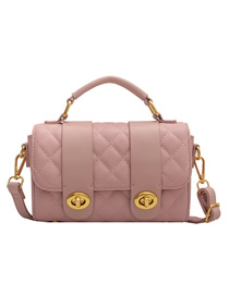 Fashion Pink Pu Diamond Lock Flap Crossbody Bag
