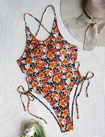 Fashion Siamese Nylon Print Lace-up Swimsuit