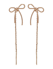 Fashion Gold Pure Copper Bow Tassel Earrings