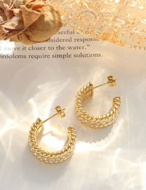Fashion Gold Titanium Diamond C-hoop Earrings