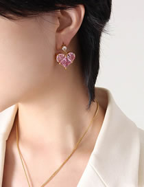 Fashion Gold Earrings Titanium Diamond Heart Stud Earrings