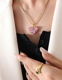 Fashion Gold Necklace-43+5cm Titanium Diamond Heart Necklace