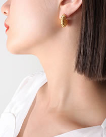 Fashion Gold Titanium Gold Plated Threaded Flower Stud Earrings