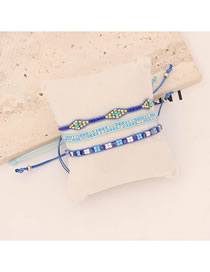 Fashion 1# Blue Geometric Beaded Beaded Braided Bracelet Set