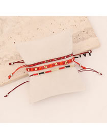 Fashion 4# Red Geometric Beaded Beaded Braided Bracelet Set