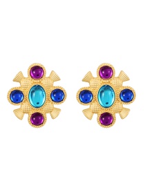 Fashion Color 2 Alloy Resin Geometric Stud Earrings