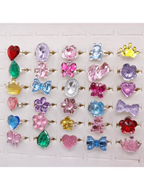 Fashion Love Box Crystal Rings 12 Resin Diamond Geometric Ring Set