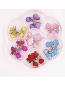 Fashion Imitation Crystal Diamond Resin Geometric Flower Butterfly Crown Drop Earrings Set
