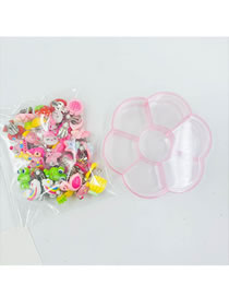 Fashion 16 Pairs Of Plum Blossom Boxes Resin Geometric Cartoon Stud Earrings Set