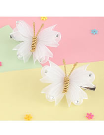 Fashion White Mesh Braided Butterfly Hair Clip