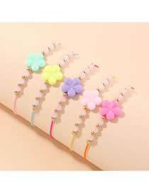 Fashion Color Resin Geometric Beaded Flower Bracelet Set