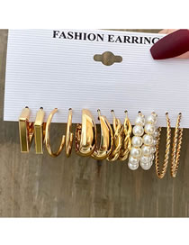 Fashion 1# Alloy Pearl Geometric Earring Set