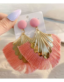 Fashion Pink Alloy Geometric Tassel Drop Earrings