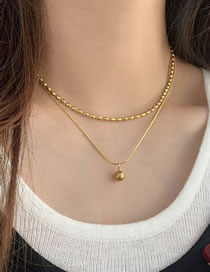 Fashion Gold Titanium Steel Gold Plated Bead Double Necklace