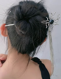 Fashion Silver Alloy Diamond-studded Spider Tassel Hairpin