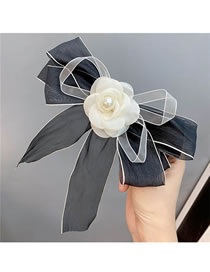 Fashion Black Fabric Flower Bow Hair Clip