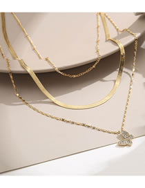 Fashion Butterfly Copper Diamond Butterfly Snake Bone Chain Multilayer Necklace