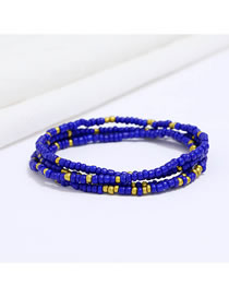 Fashion Blue Gold Rice Beaded Beaded Multilayer Necklace