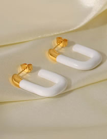 Fashion White Titanium Steel Drip Oil U-shaped Open Earrings