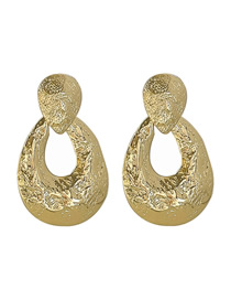 Fashion Gold Metal Bump Texture Drop Stud Earrings
