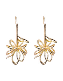 Fashion #9 Gold Alloy Geometric Flower Stud Earrings