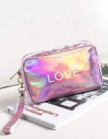 Fashion Pink Strapless Pu Letter Laser Large Capacity Handbag  Pu