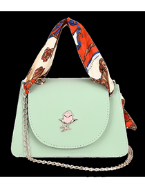 Fashion Green Pvc Rose Flower Flap Silk Scarf Hand-held Messenger Bag  Pvc